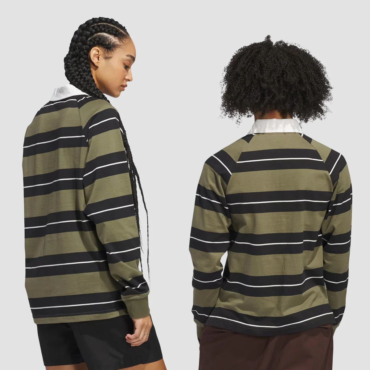 adidas Shmoofoil Longsleeve Rugby Shirt (Gender Neutral) Olive Strata/Black/Core White - Image 2