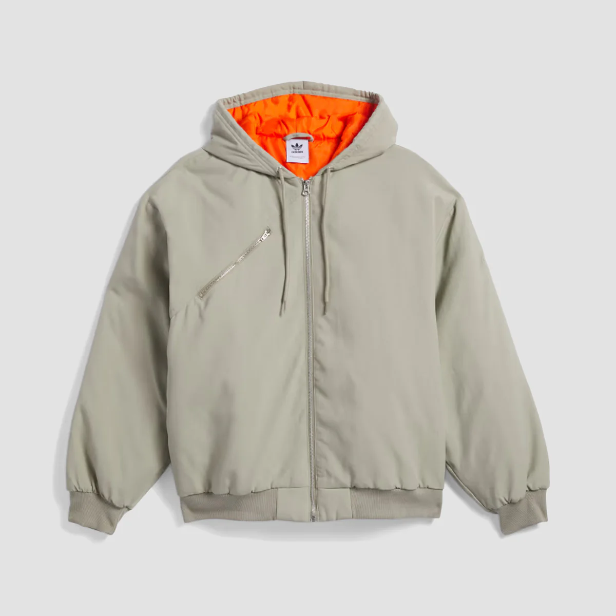 adidas Shmoofoil Nylon Canvas Jacket Silver Pebble/Collegiate Orange - Image 3