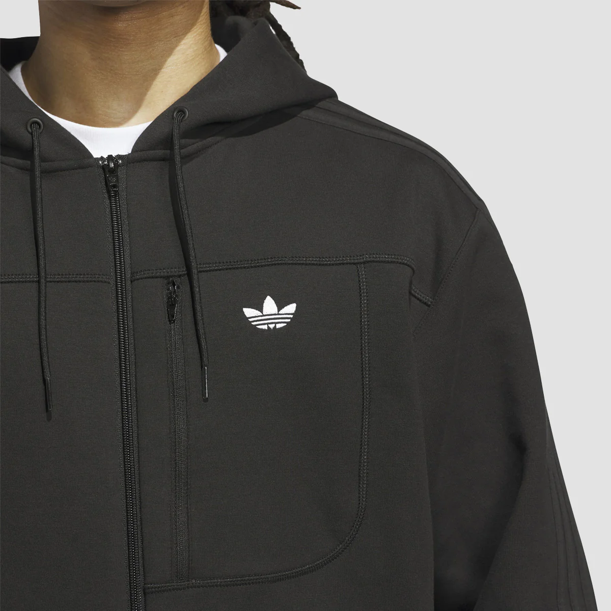 adidas Skateboarding Technical Fleece Jacket (Gender Neutral) Black/White - Image 3