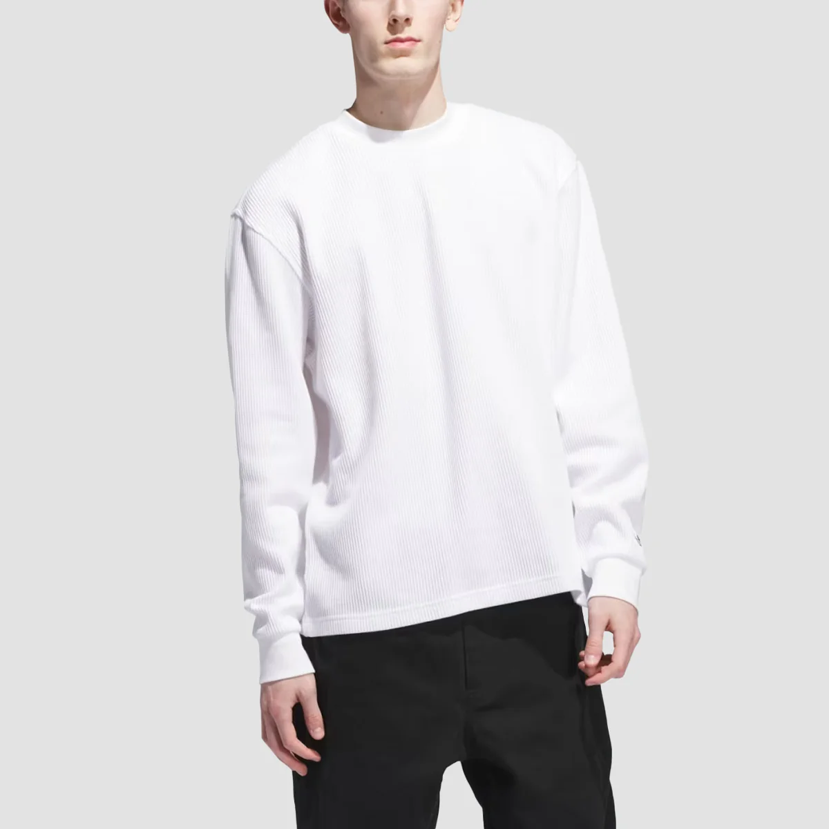 adidas Skateboarding Waffle Knit Longsleeve T-Shirt (Gender Neutral) White