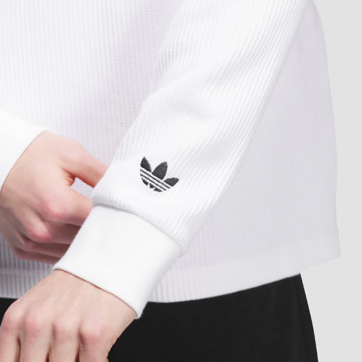 adidas Skateboarding Waffle Knit Longsleeve T-Shirt (Gender Neutral) White - Image 2