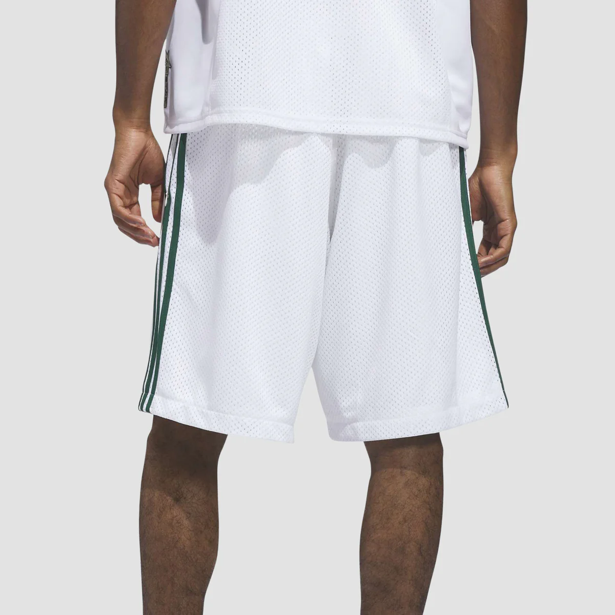 adidas Skateboarding X Tyshawn Bball Shorts White/Matte Gold/Collegiate Green - Image 2