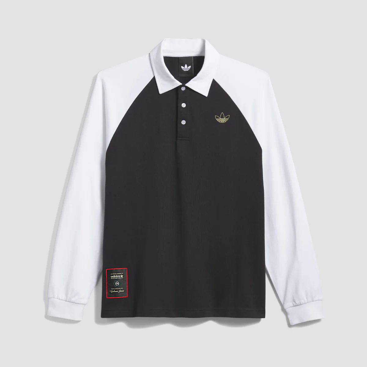 adidas Skateboarding X Tyshawn Rugby Longsleeve Polo Shirt Black/White - Image 4