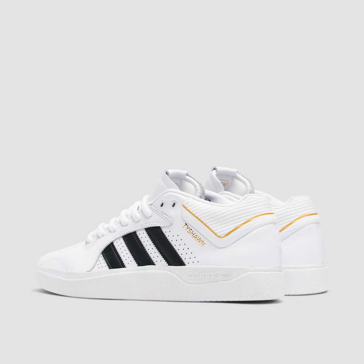 adidas Tyshawn Mid Top Shoes - Ftwr White/Core Black/Gold Met - Image 3