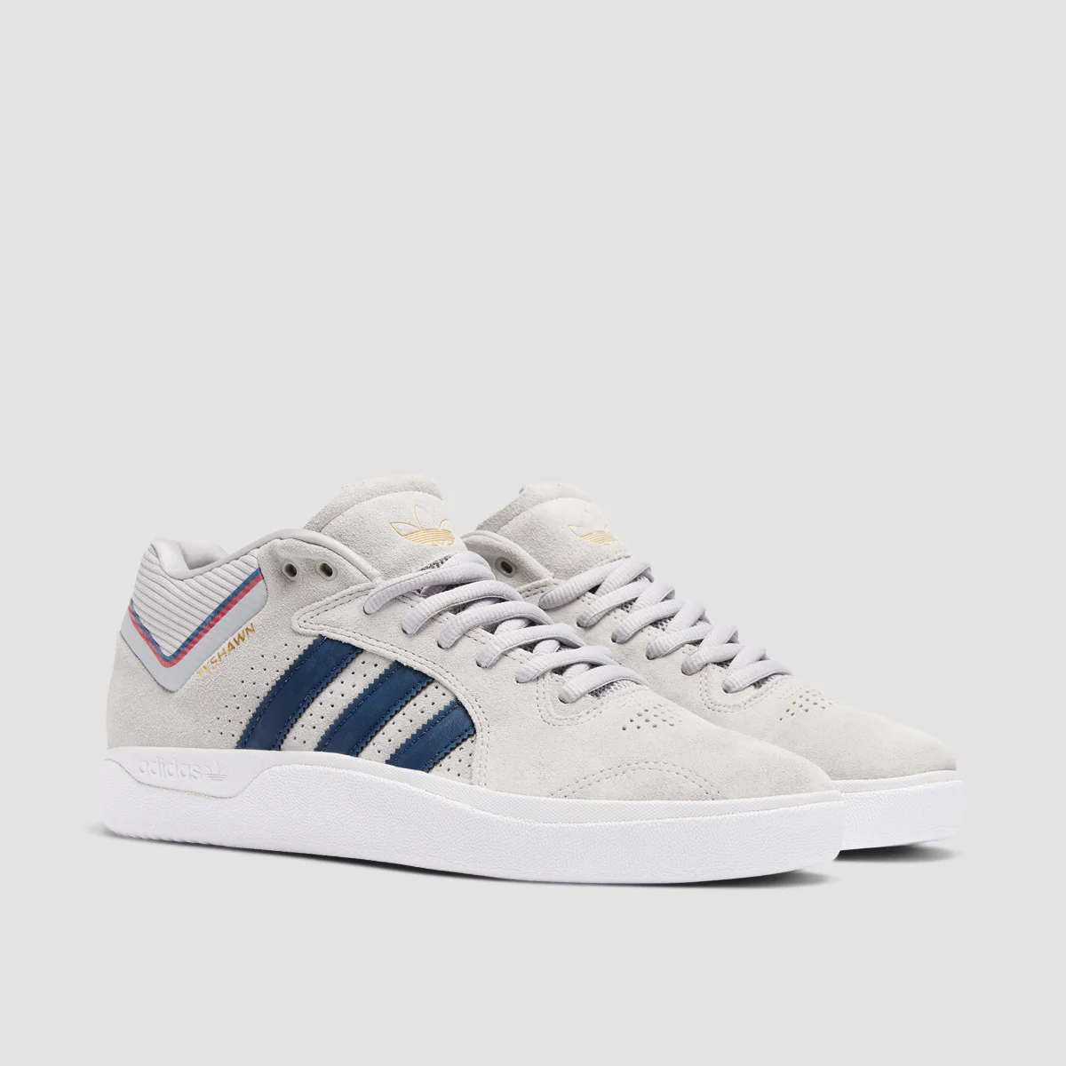 adidas Tyshawn Mid Top Shoes - Grey Two/Collegiate Navy/Gold Met - Image 2