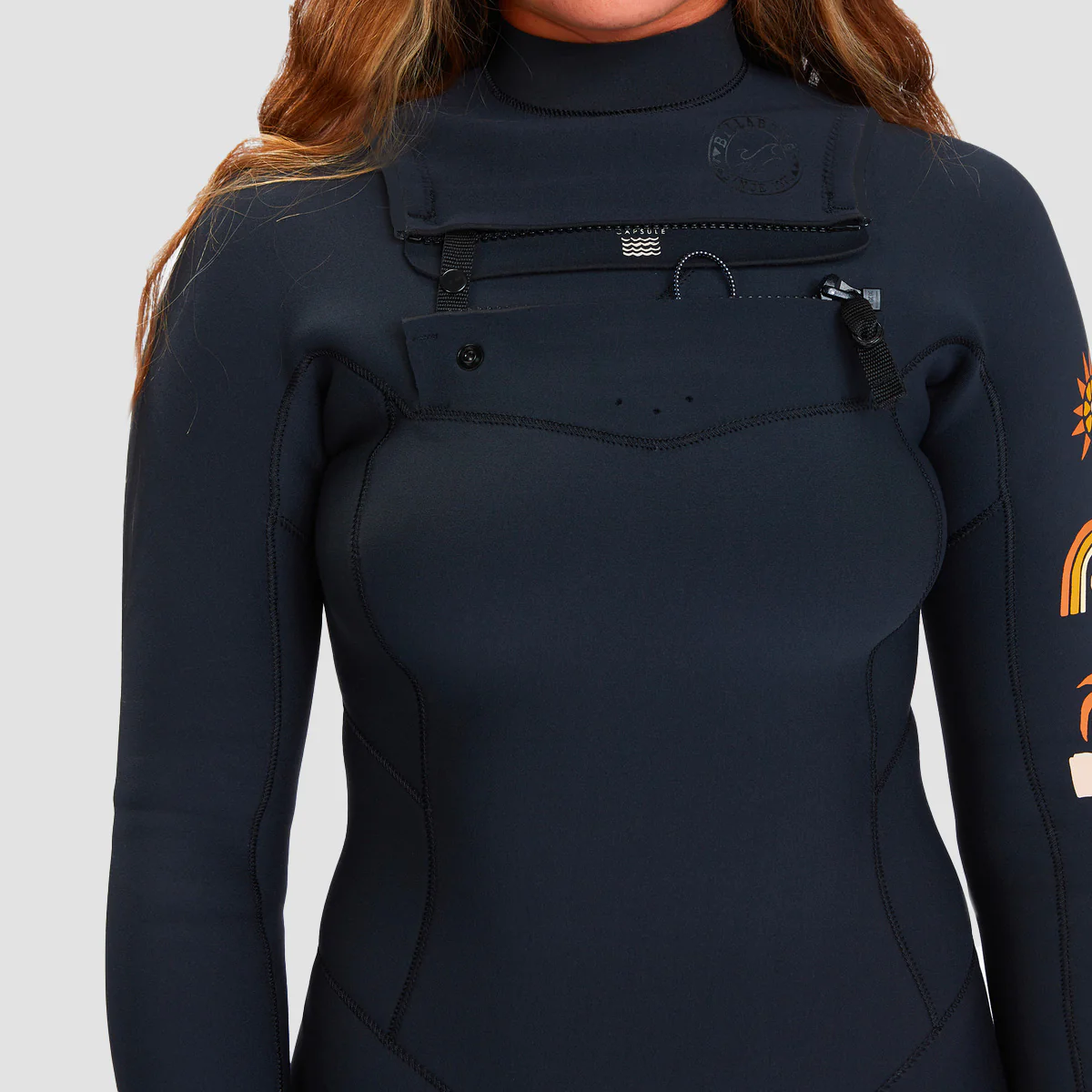 Billabong 3/2mm Salty Dayz Natural 2022 Chest Zip Wetsuit Black Tide - Womens - Image 3