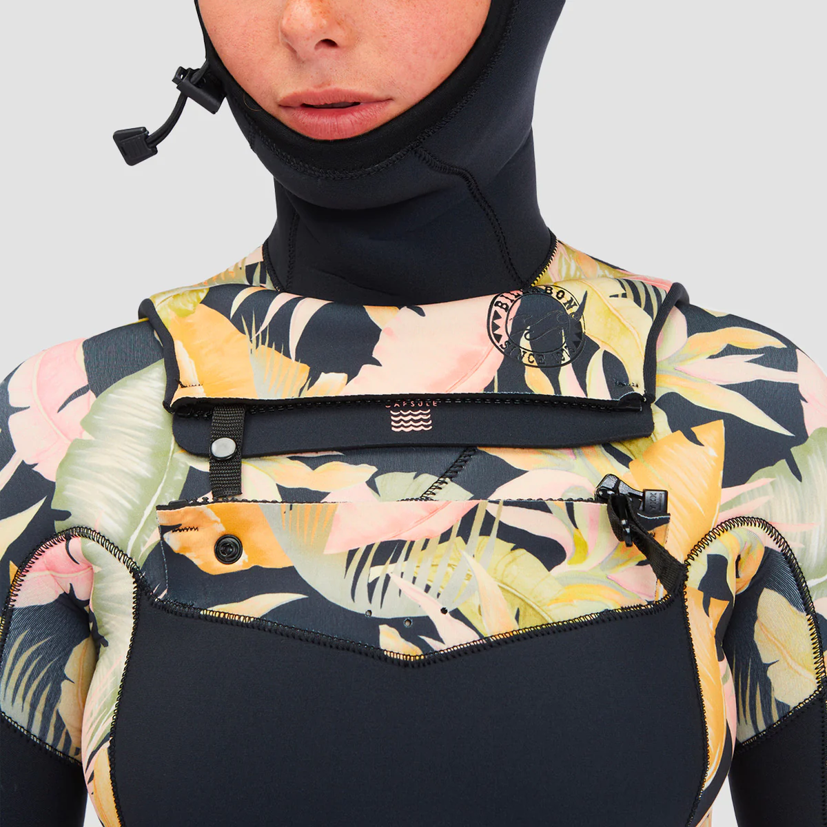 Billabong 4/3mm Salty Dayz 2022 Hooded Chest Zip Wetsuit Jungle Night - Womens - Image 3