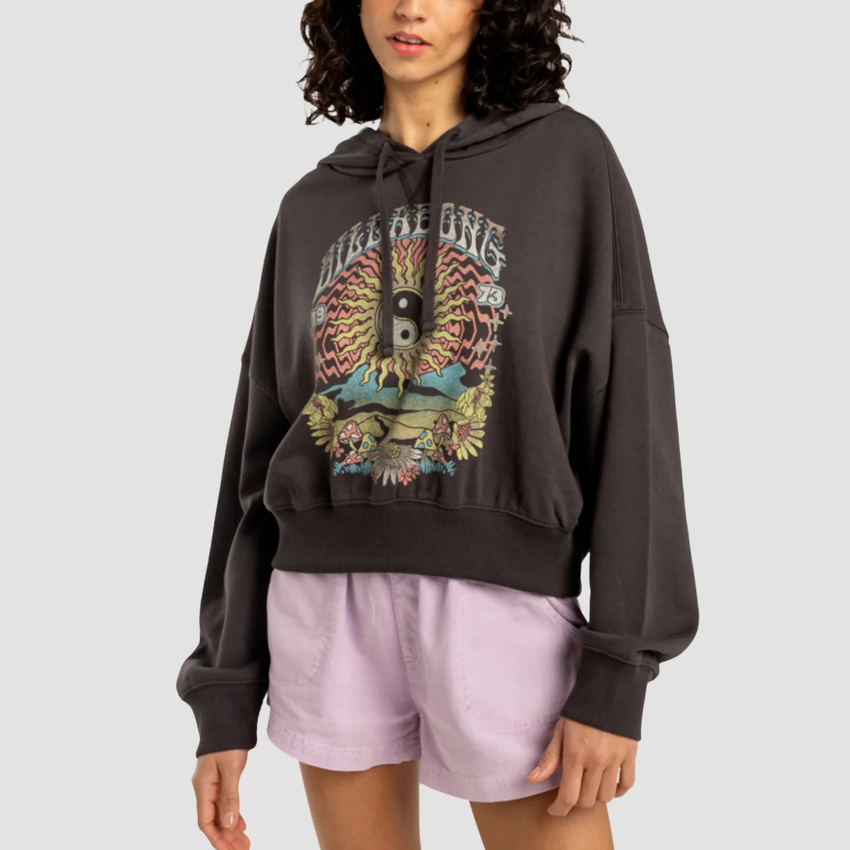 Billabong All Time Fleece Pullover Hoodie Black Sands - Womens