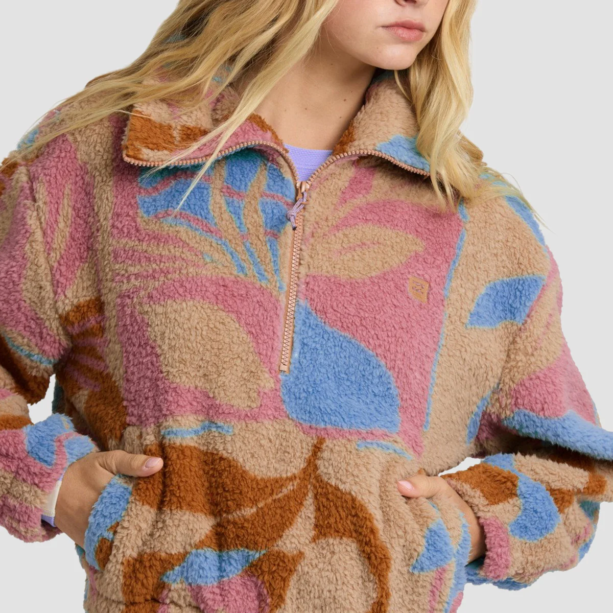 Billabong Barra Half Zip Fleece Jacket Oatmeal - Womens - Image 3