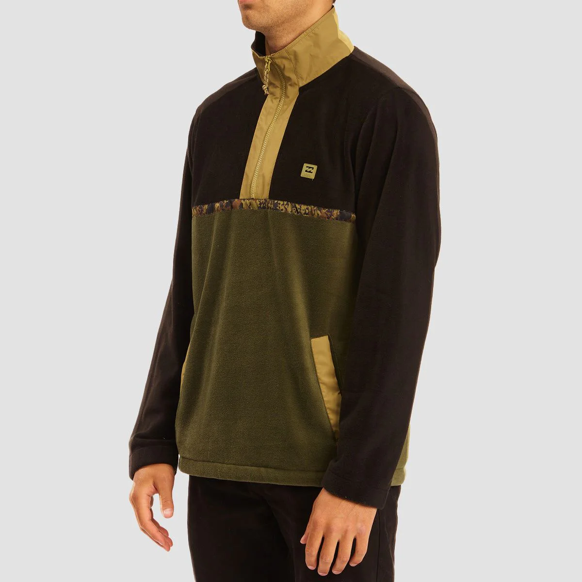 Billabong Boundary Half Zip Mock Neck Lite Fleece Dark Olive - Image 2