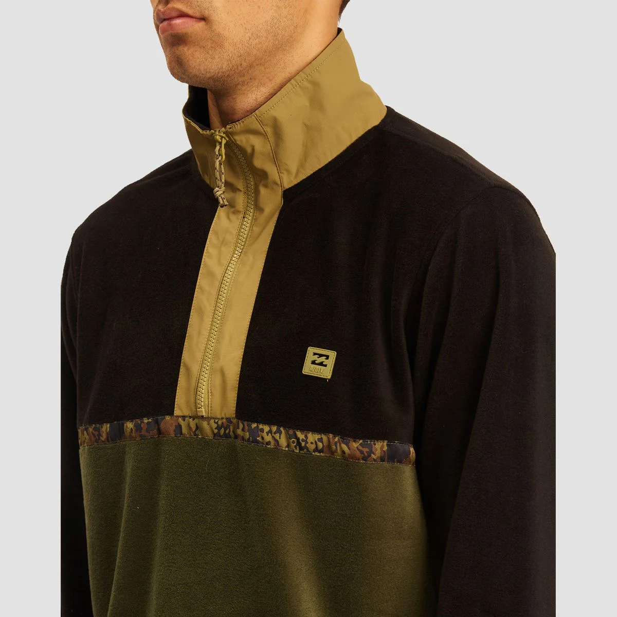 Billabong Boundary Half Zip Mock Neck Lite Fleece Dark Olive - Image 4