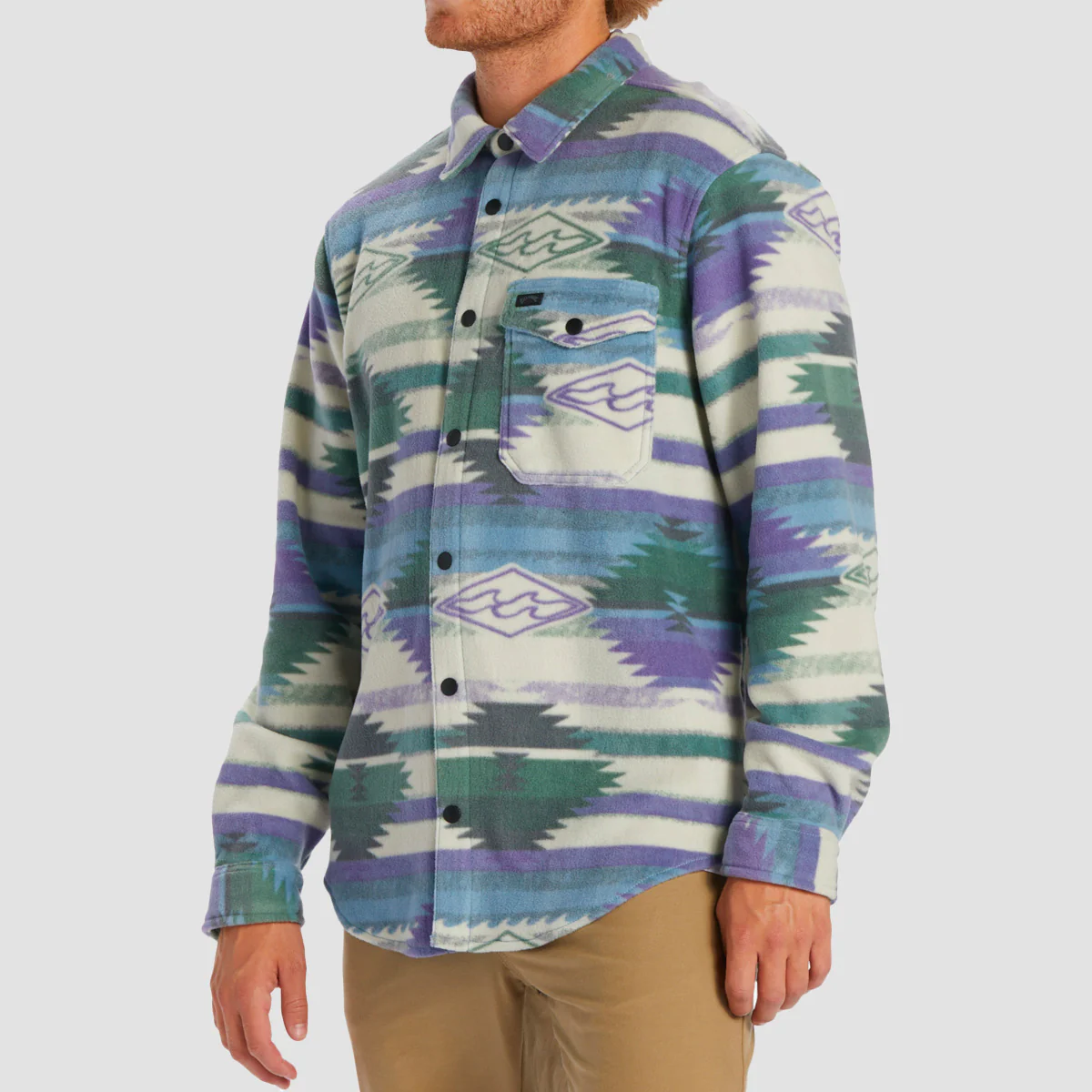 Billabong Furnace Flannel Fleece Overshirt Washed Blue - Image 2