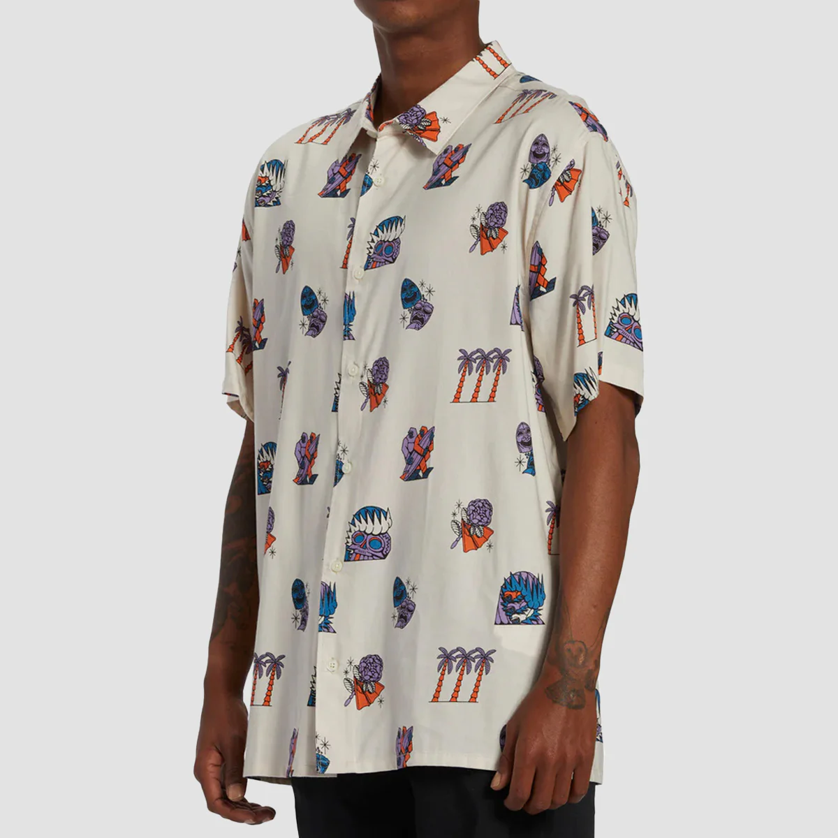Billabong Turn The Tide Woven T-Shirt Stone - Image 2