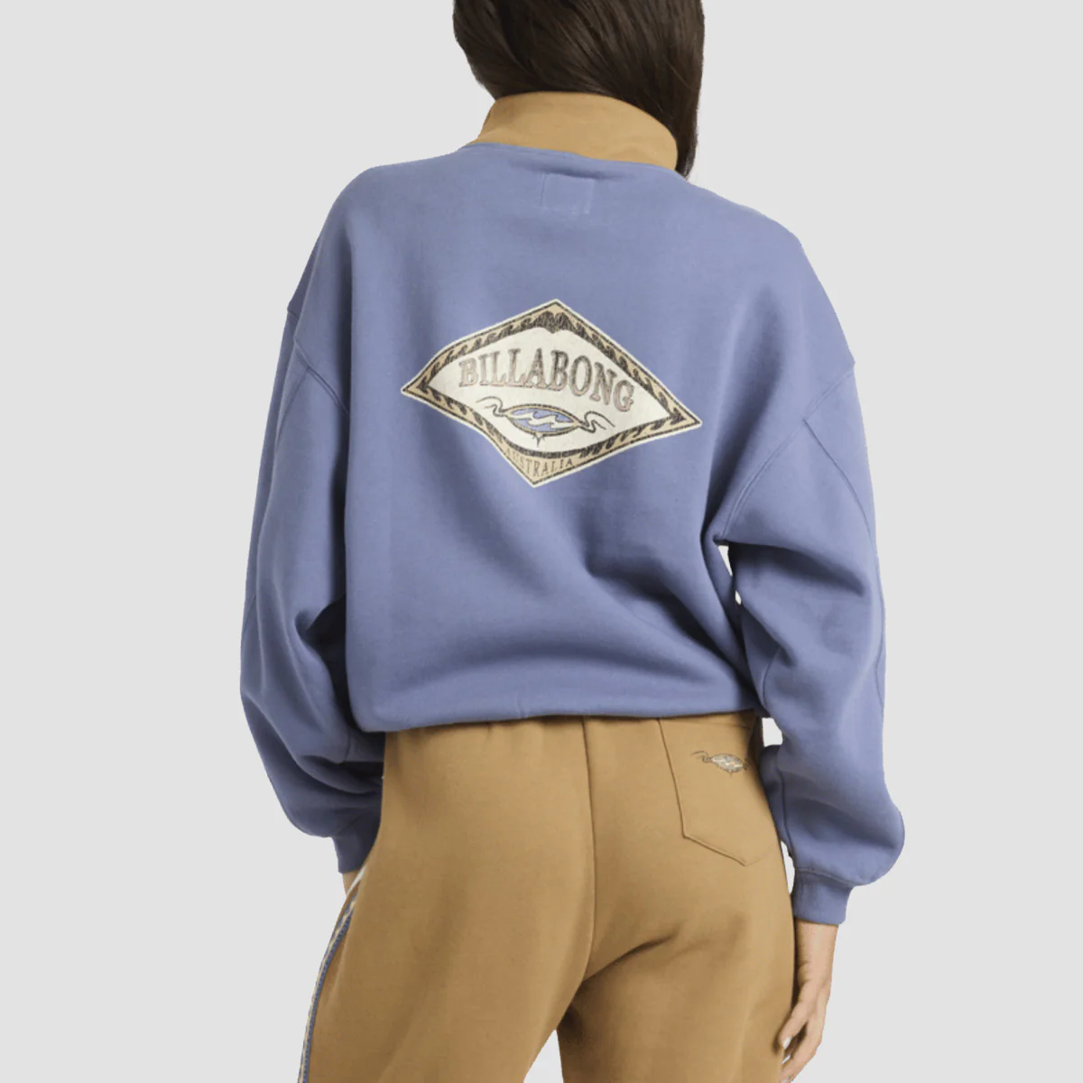 Billabong Wave Break Half Zip Sweatshirt Stone Blue - Womens - Image 2