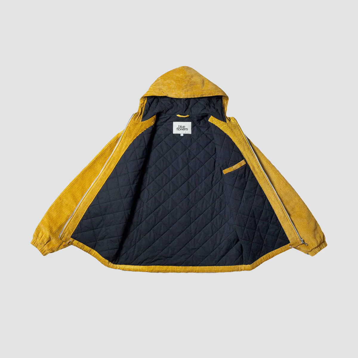 Blue Flowers Arcade Jacket Mustard - Image 2