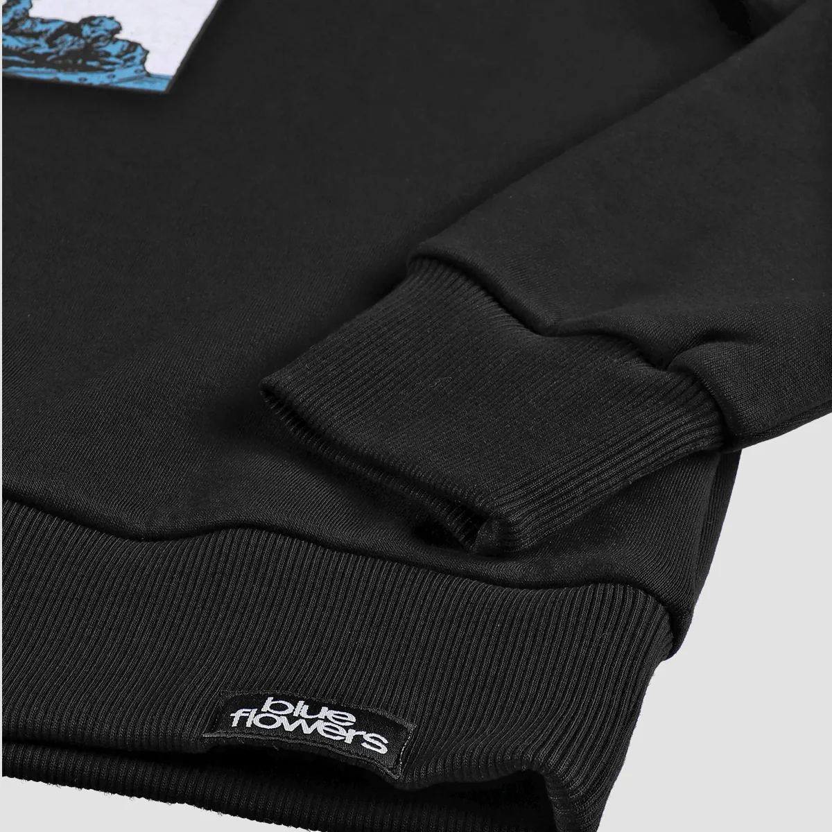 Blue Flowers Brain Tree Crew Sweatshirt Black - Image 3