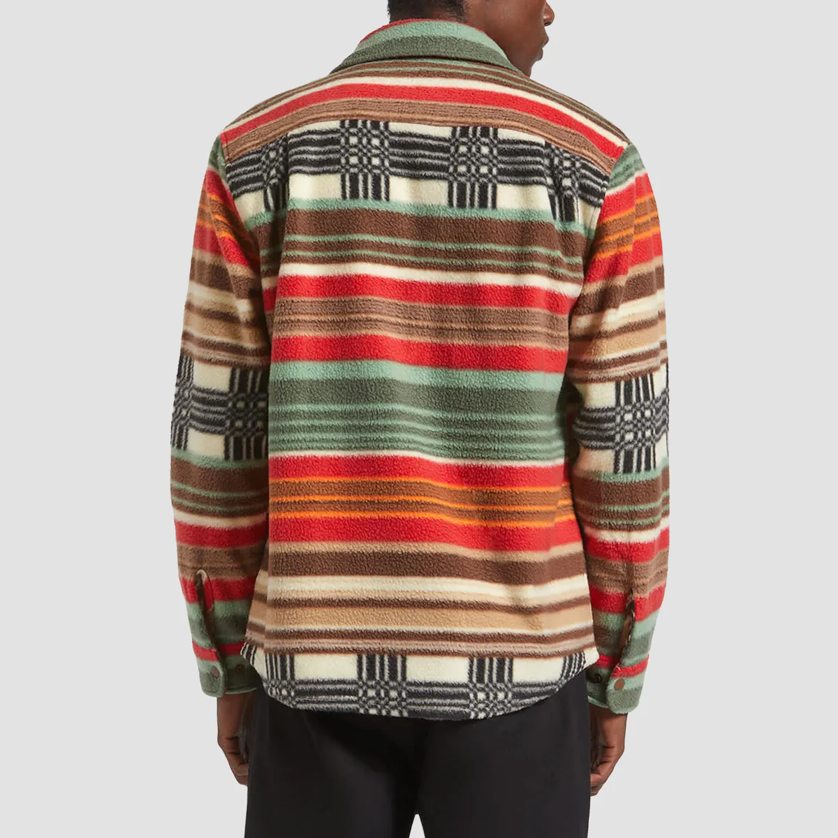 Brixton Bowery Arctic Stretch Longsleeve Fleece Shirt Multi Blanket Stripe - Image 2