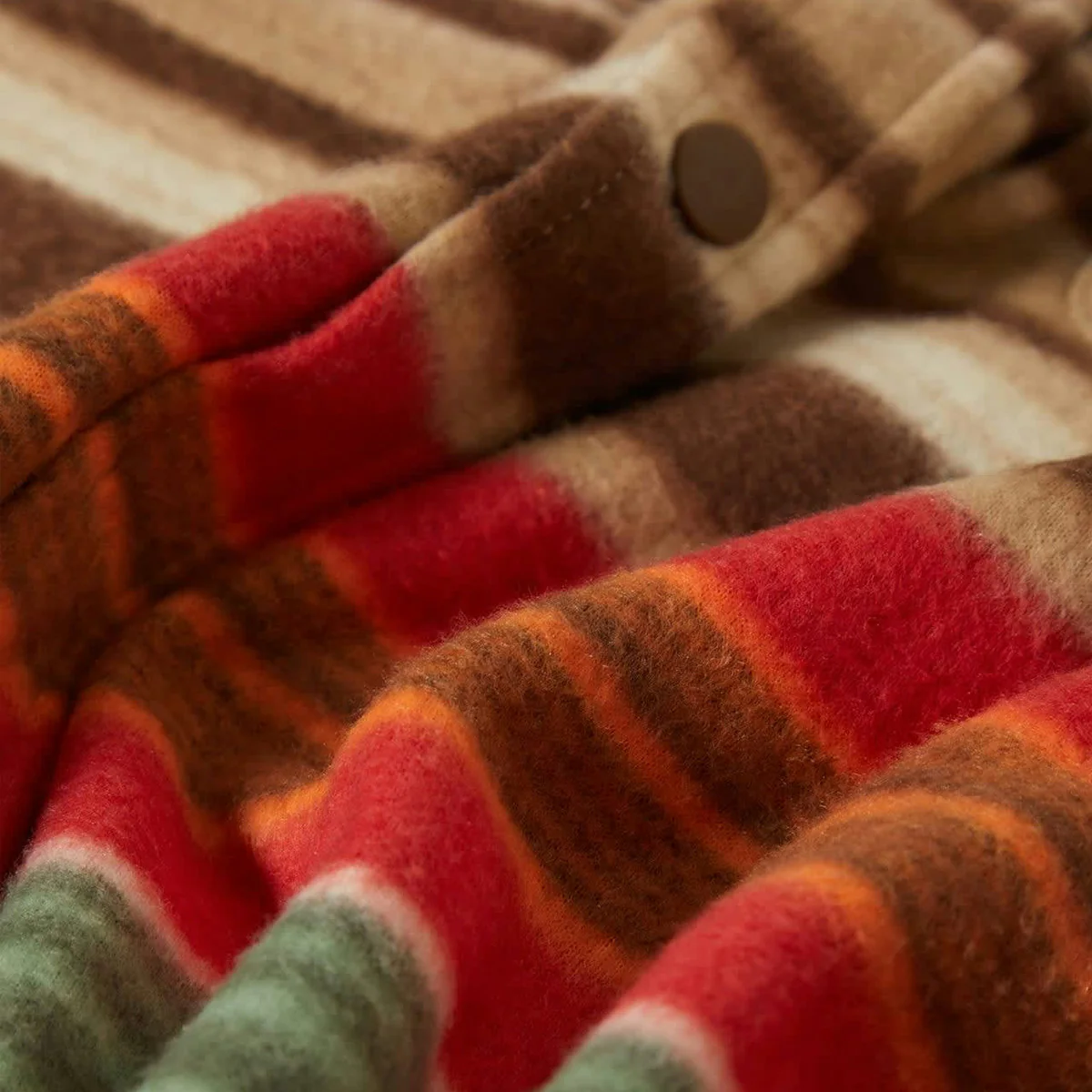 Brixton Bowery Arctic Stretch Longsleeve Fleece Shirt Multi Blanket Stripe - Image 3