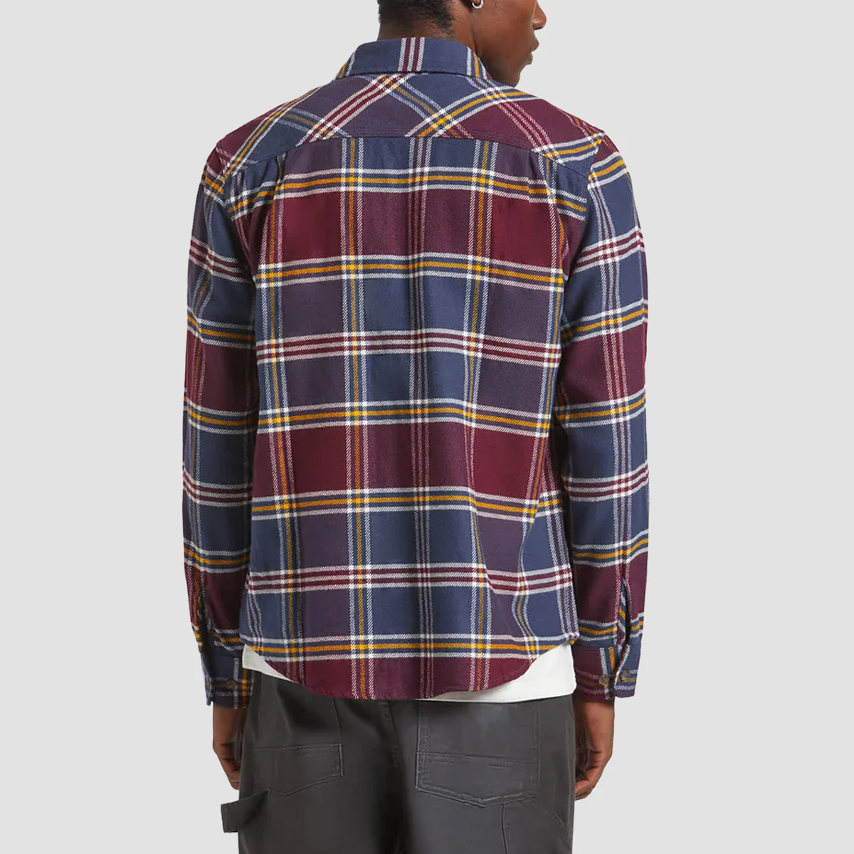 Brixton Bowery Longsleeve Flannel Shirt Mood Indigo/Port/Saffron - Image 2