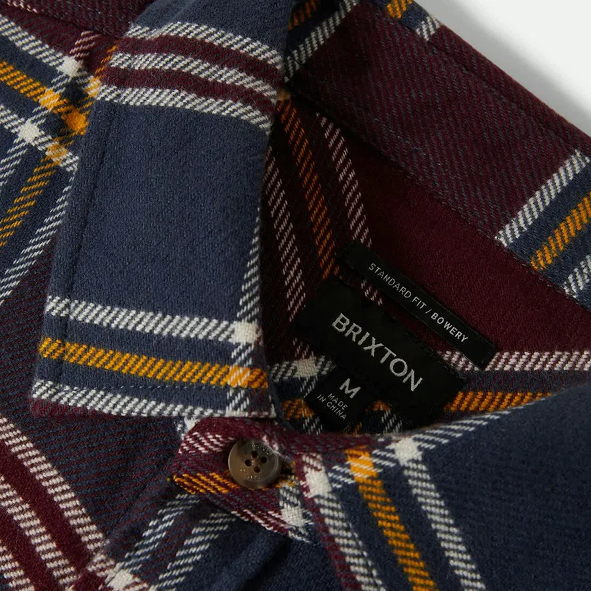 Brixton Bowery Longsleeve Flannel Shirt Mood Indigo/Port/Saffron - Image 3