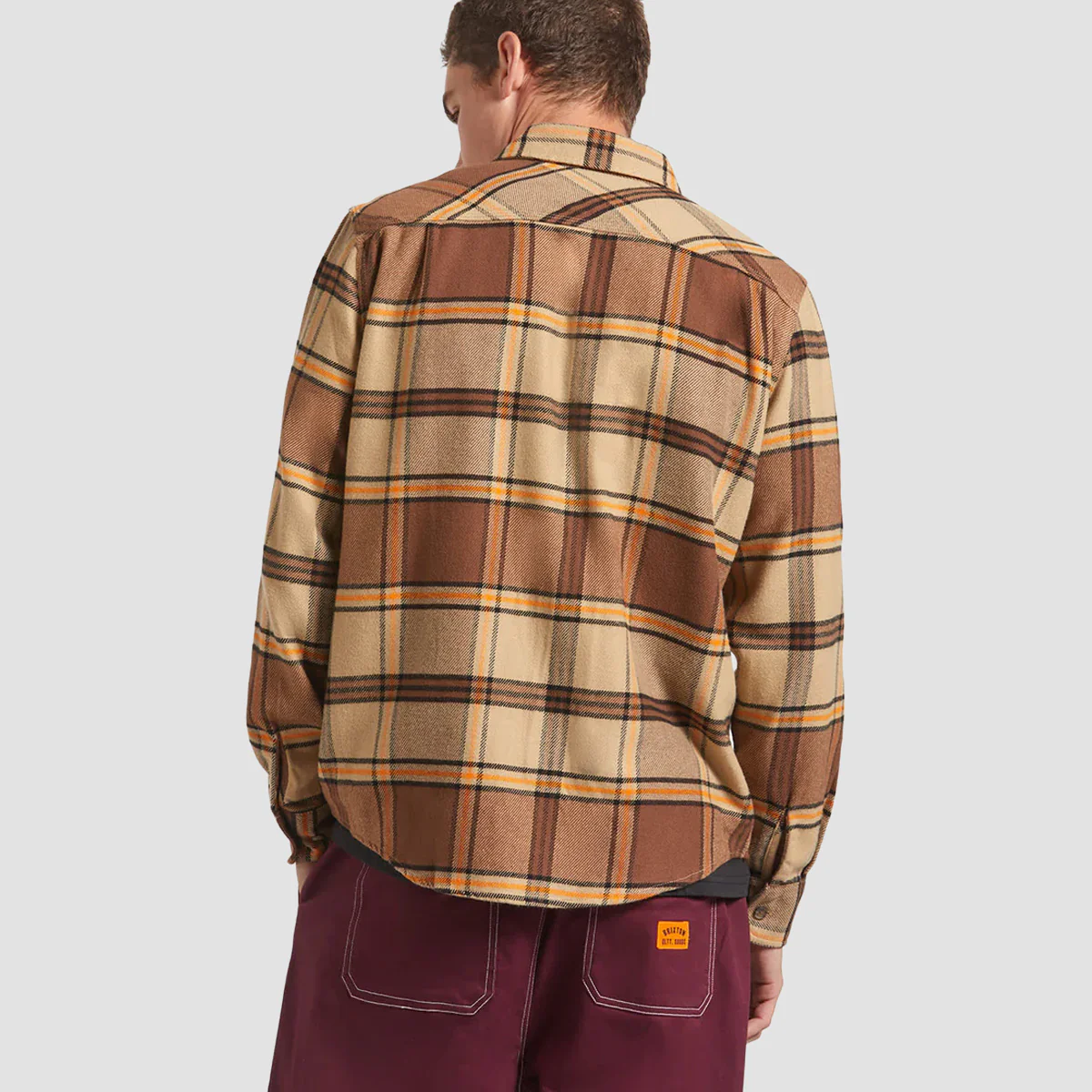 Brixton Bowery Longsleeve Flannel Shirt Sand/Pinecone/Solar Orange - Image 2