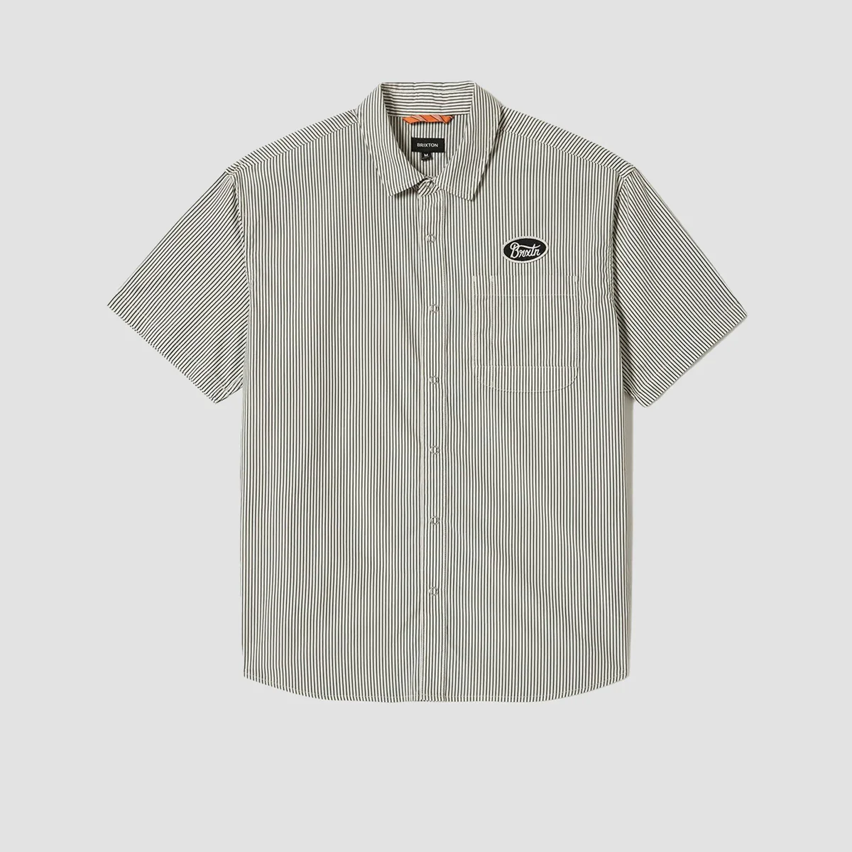 Brixton Builders Auto Short Sleeve Shirt Black/Off White Stripe