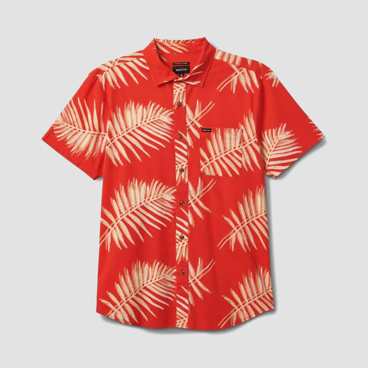 Brixton Charter Print Short Sleeve Woven Shirt Aloha Red/Palm Leaf - Image 2