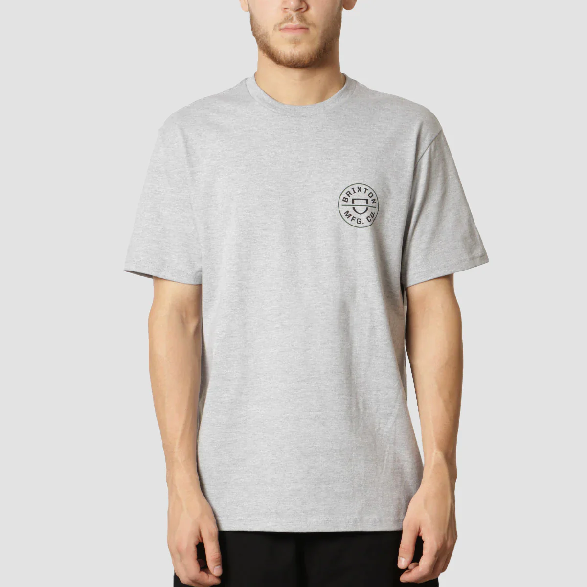 Brixton Crest II T-Shirt Heather Grey/Washed Black/Pine - Image 2