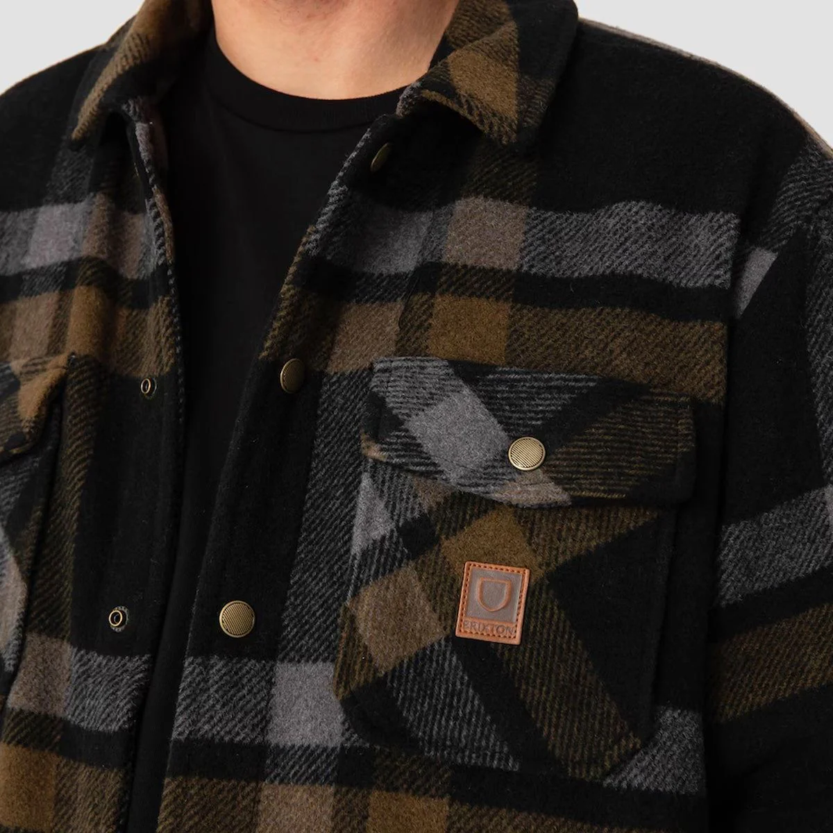 Brixton Durham Sherpa Lined Jacket Black/Charcoal/Desert Palm - Image 3