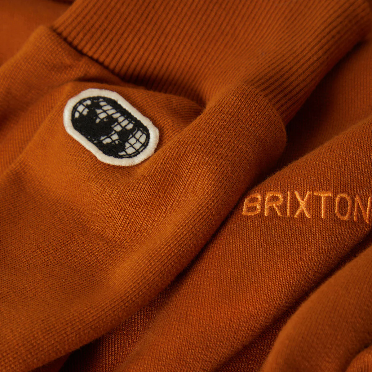 Brixton Embroidered Heavyweight Oversized Pullover Hoodie Rustic Caramel - Image 2
