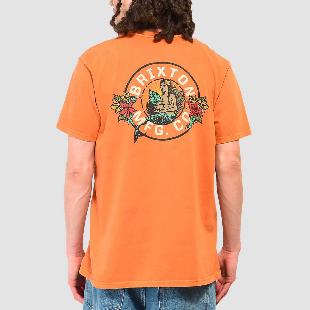 Brixton Geneva T-Shirt Paradise Orange Worn Wash - Image 2