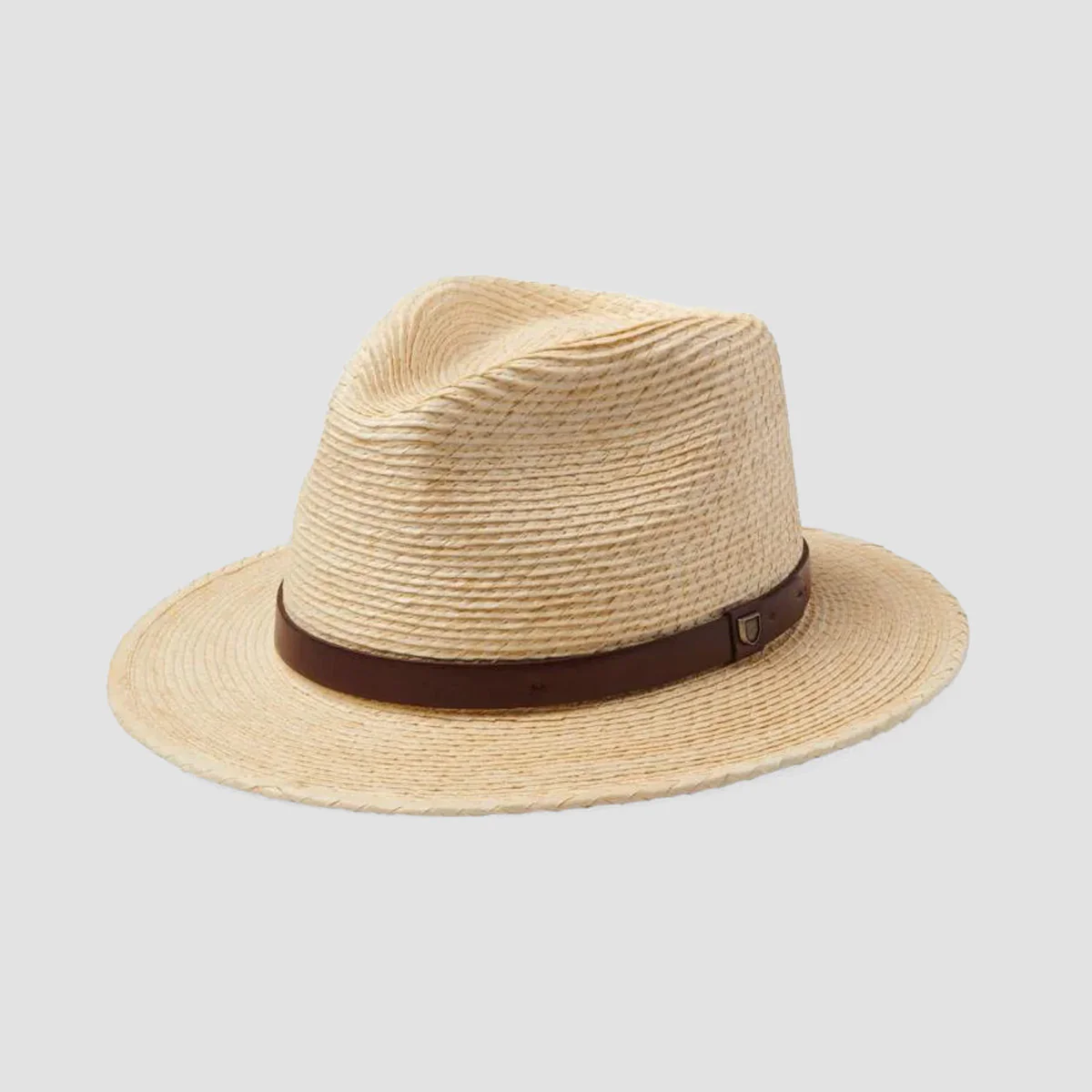 Brixton Messer Straw Fedora Hat Natural/Brown