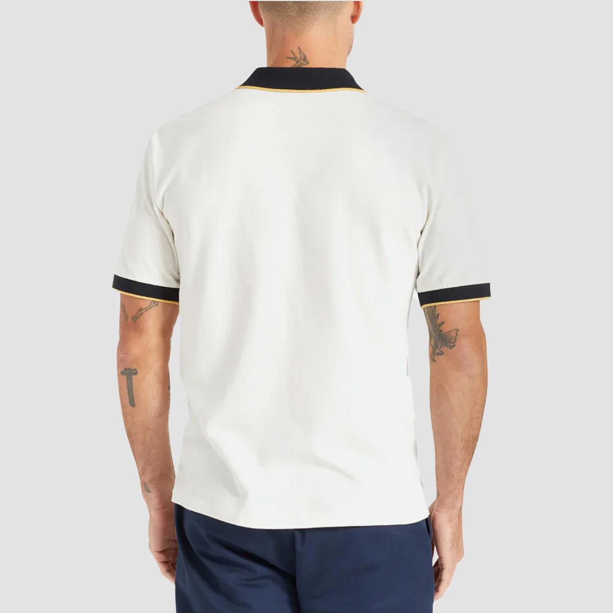 Brixton Proper Short Sleeve Polo Shirt Off White/Black - Image 2