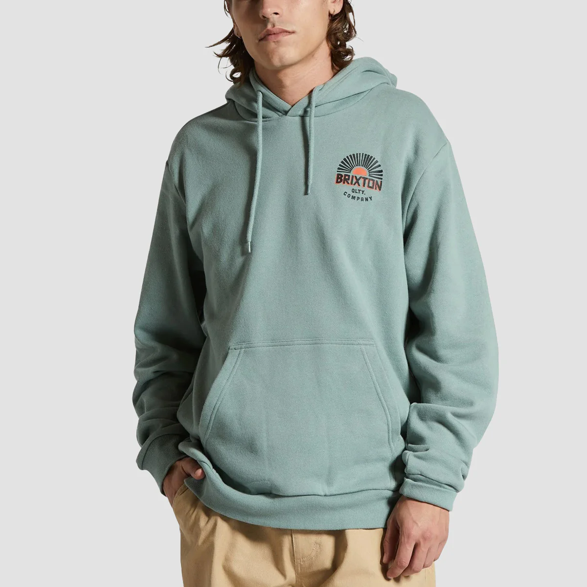 Brixton Rising Sun Pullover Hoodie Chinois Green - Image 2