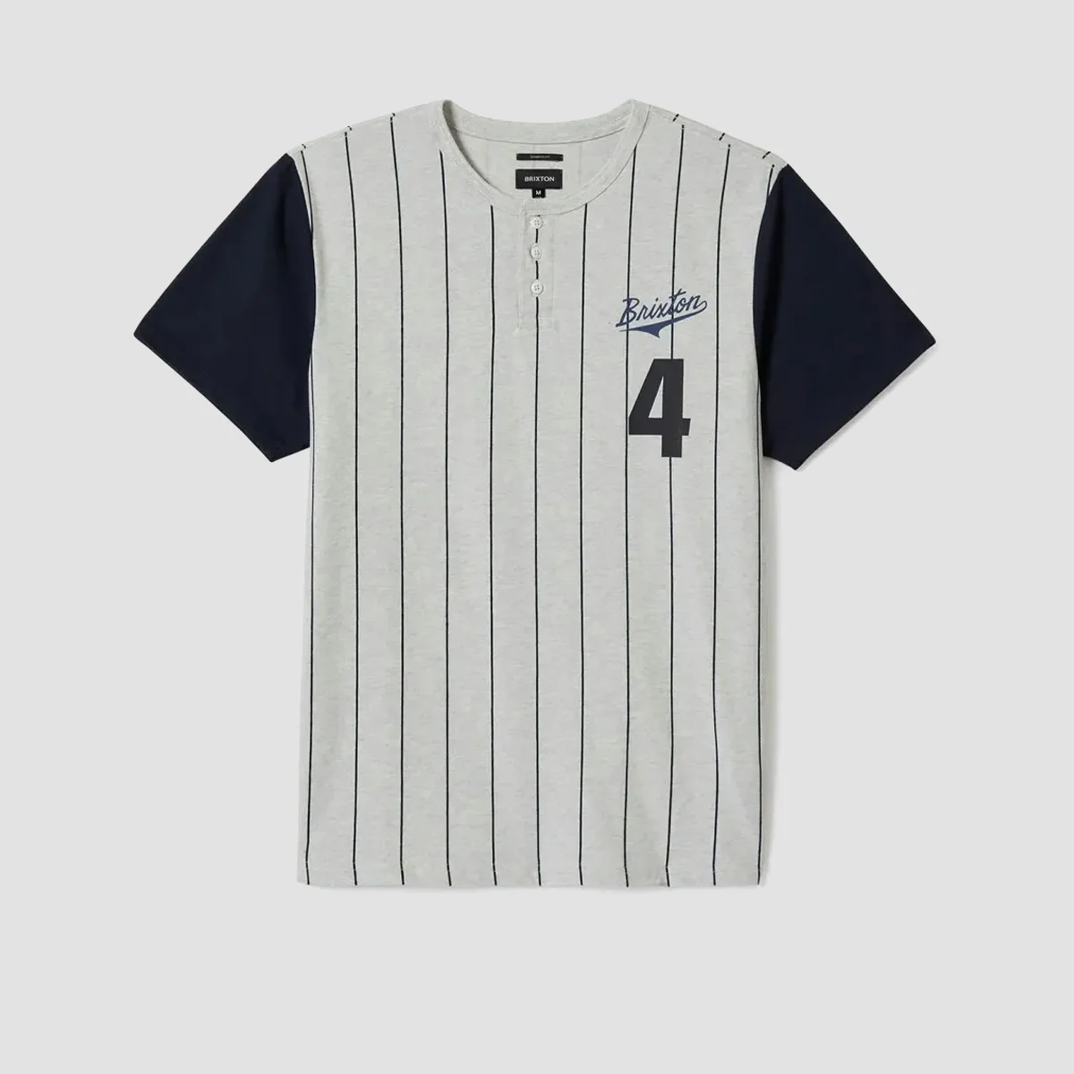 Brixton The League Baseball T-Shirt Heather Grey Ash/Washed Navy