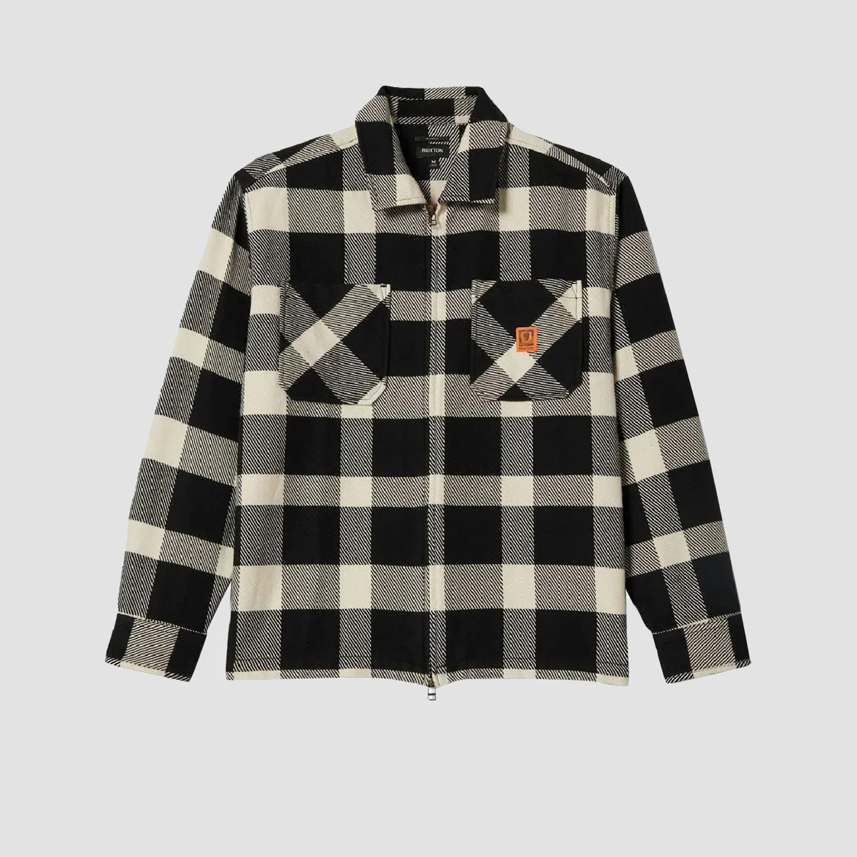 Brixton Union Zip Flannel Overshirt Off White/Black