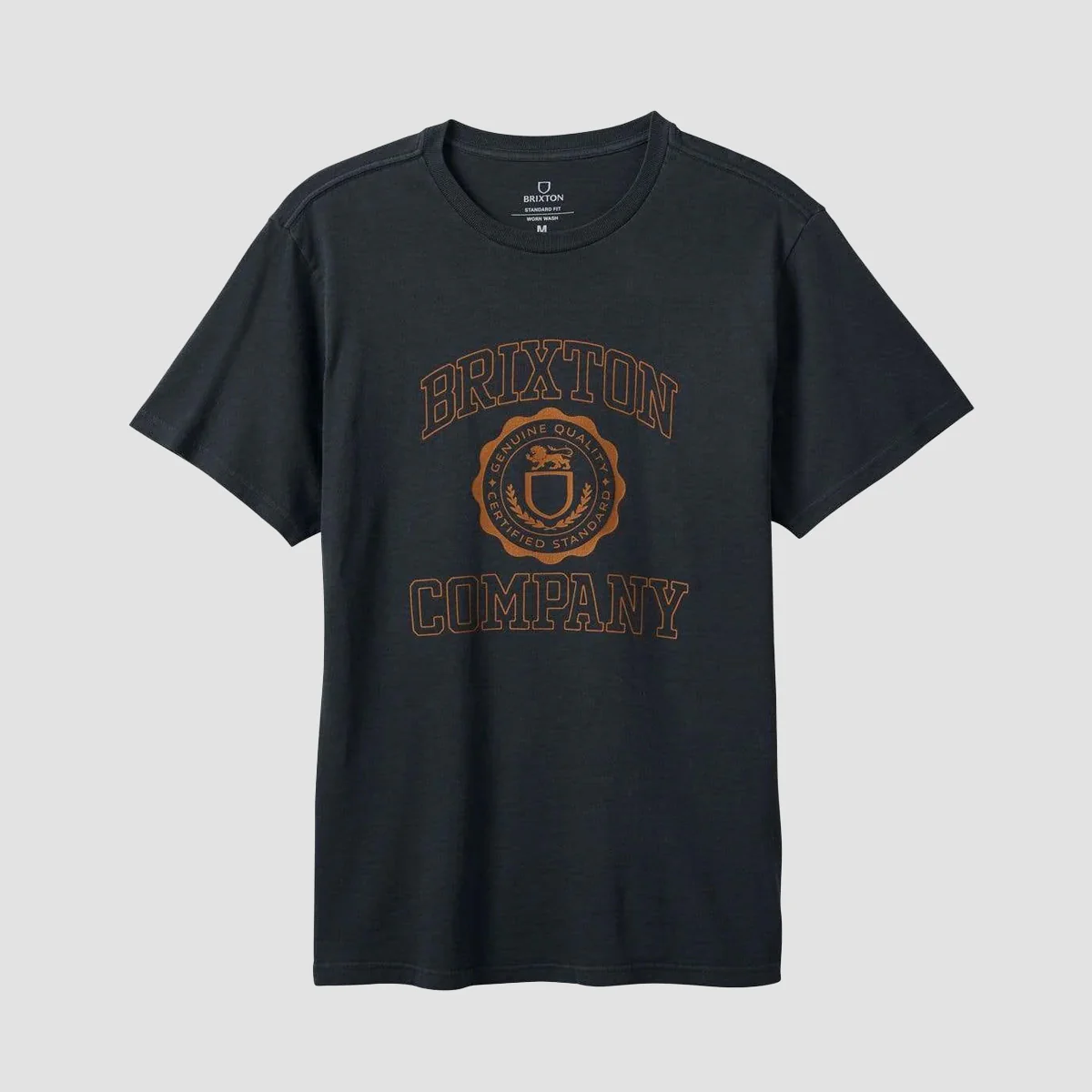 Brixton University T-Shirt Black Worn Wash