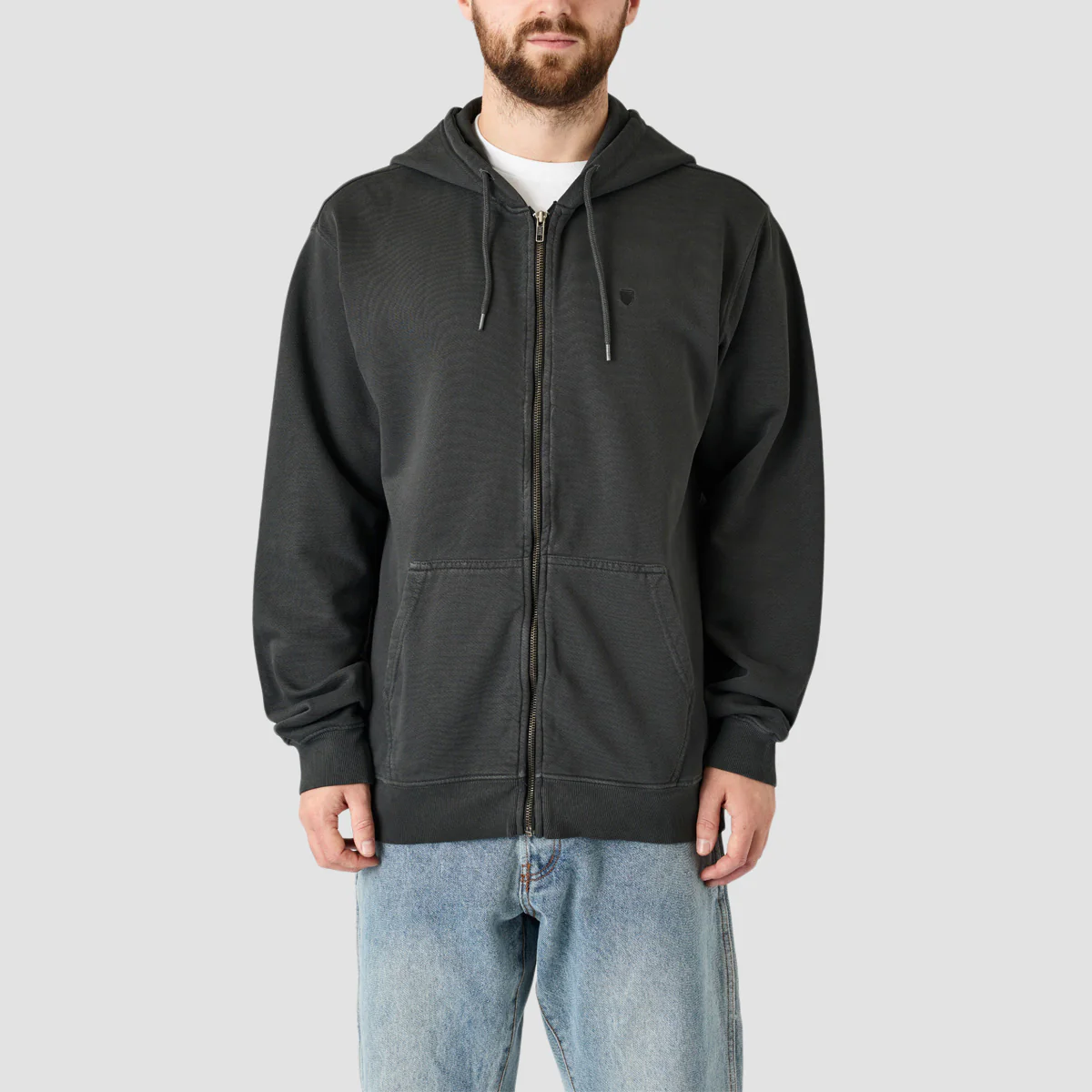 Brixton Vintage Reserve Full Zip Hoodie Black Vintage Wash - Image 2