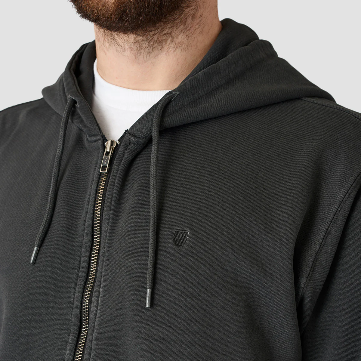 Brixton Vintage Reserve Full Zip Hoodie Black Vintage Wash - Image 3