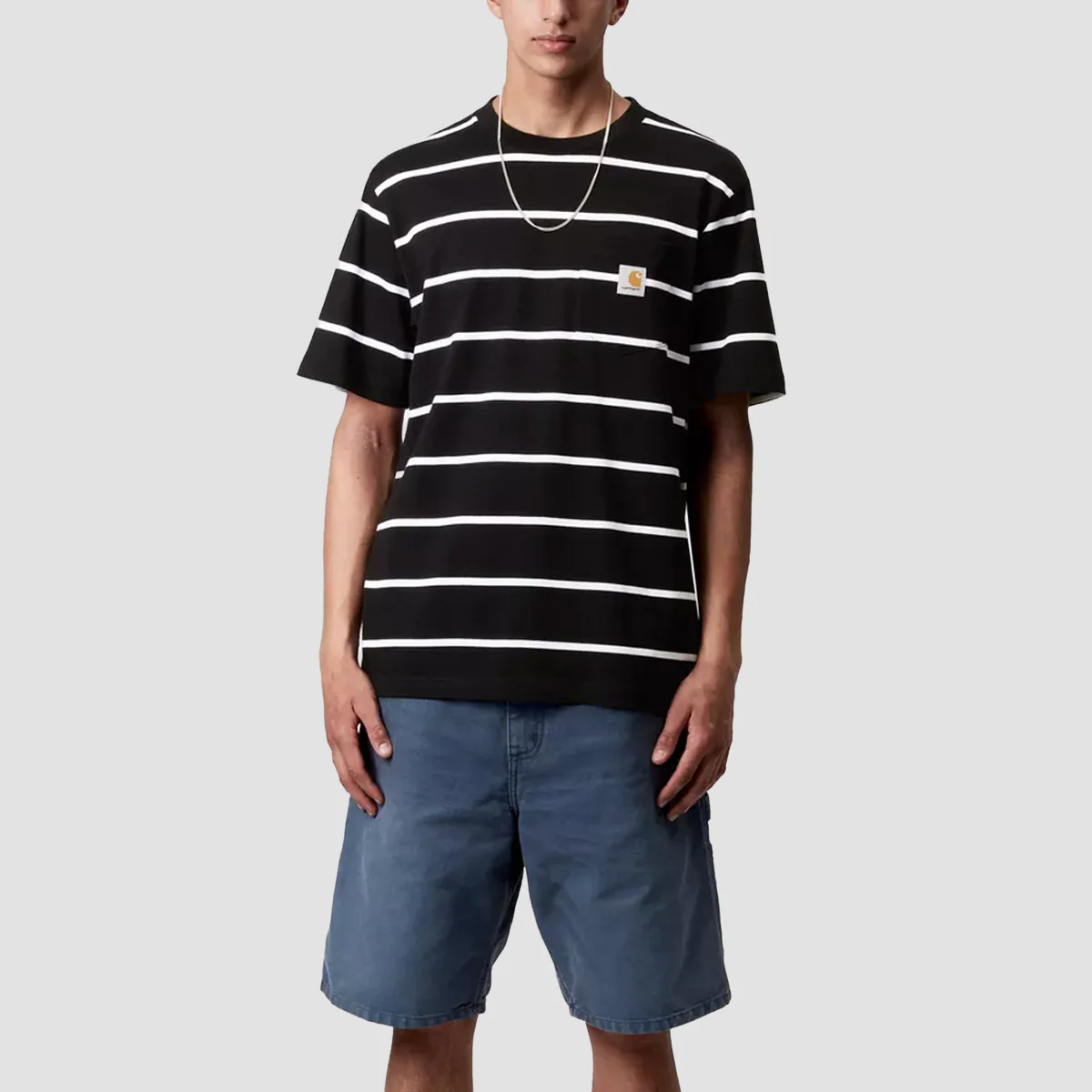Carhartt WIP Aiken Stripe Pocket T-Shirt Black
