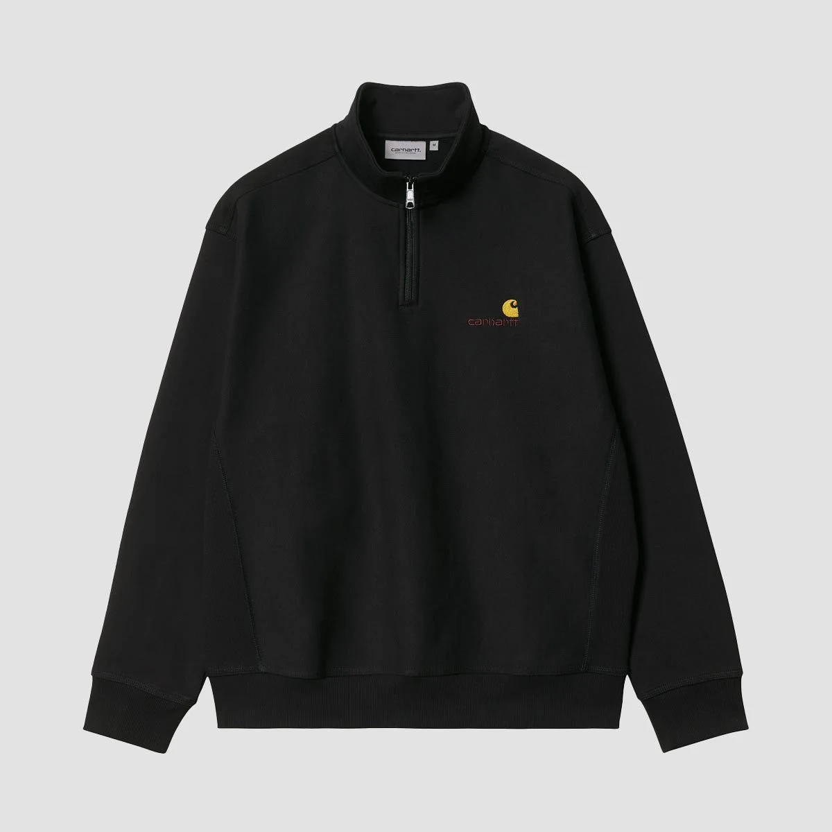 Carhartt WIP American Script Half Zip Sweatshirt Black - Image 2