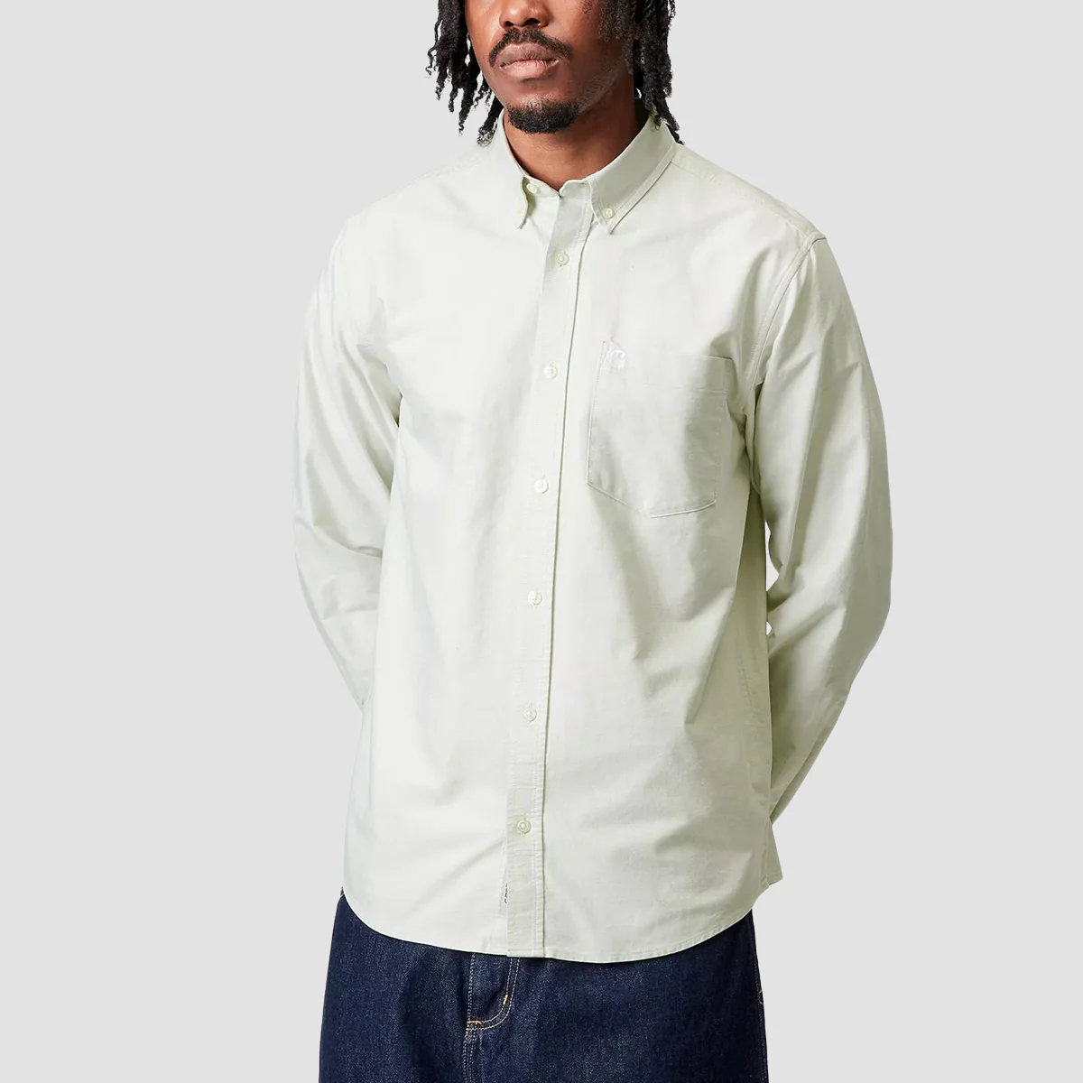 Carhartt WIP C-Logo Longsleeve Shirt Pale Olive/White