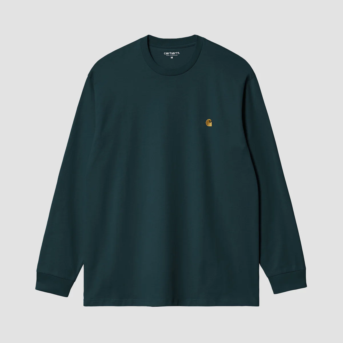 Carhartt WIP Chase Longsleeve T-Shirt Duck Blue/Gold - Image 2