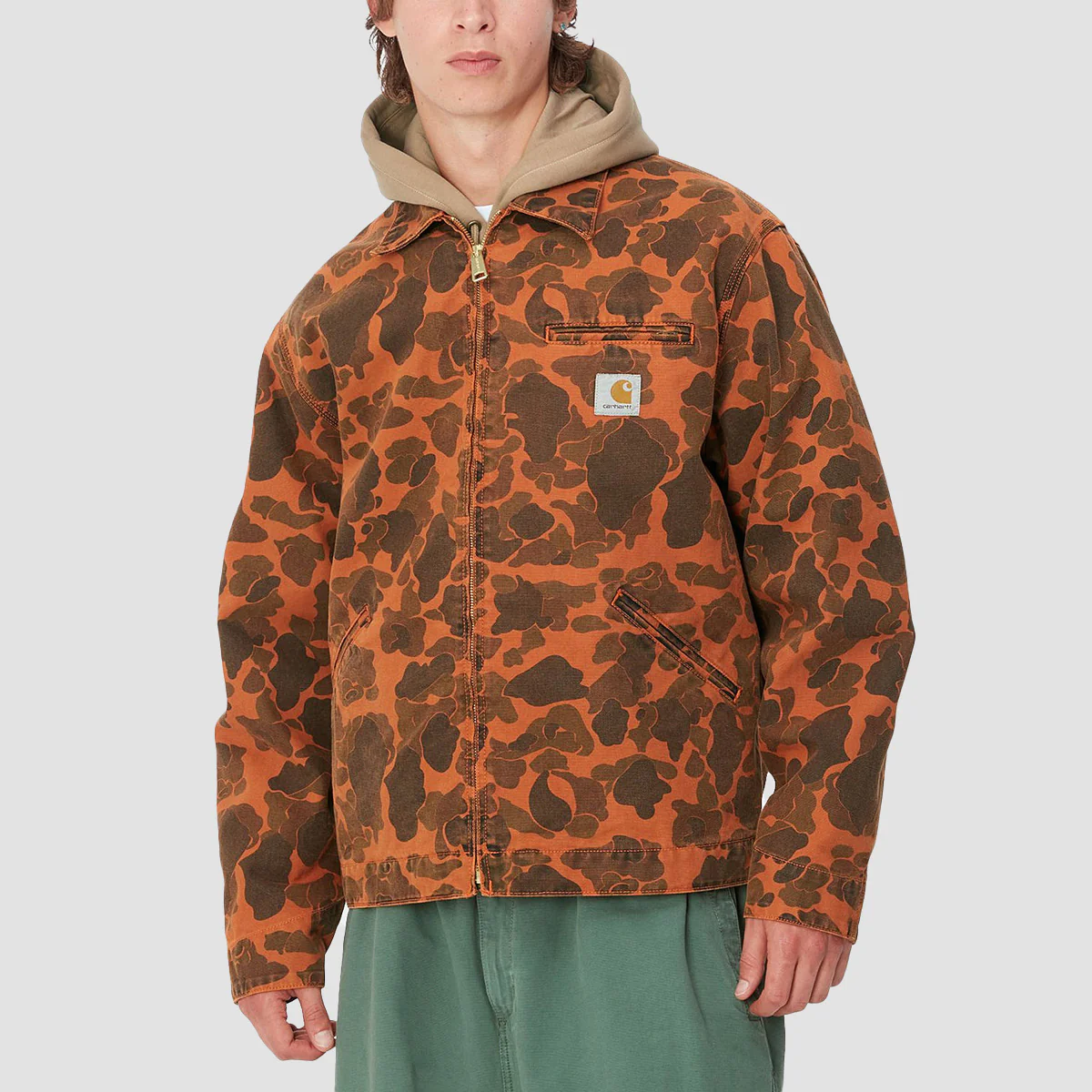 Carhartt WIP Duck Detroit Jacket Camo Duck/Green/Turmeric Garment Dyed - Image 2