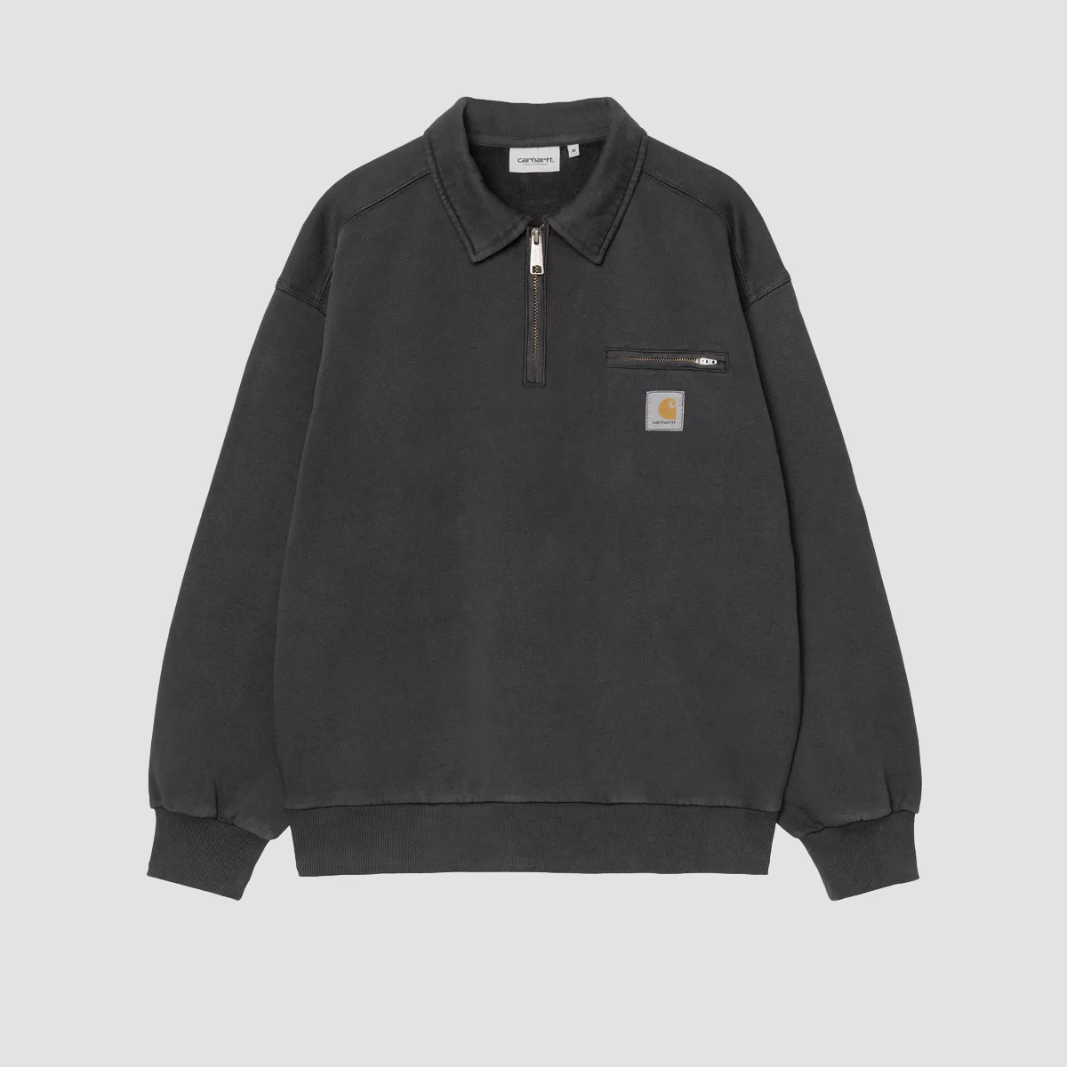 Carhartt WIP Half Zip Detroit Sweatshirt Black Stone Washed