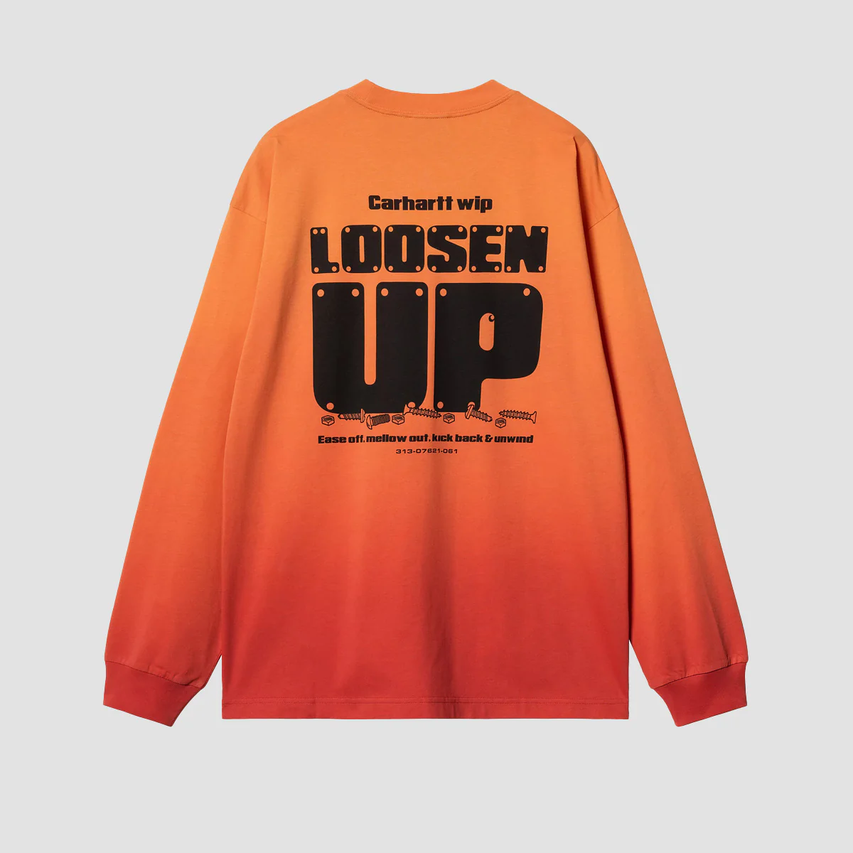 Carhartt WIP Light Work Longsleeve T-Shirt Pumpkin/Cherry Dip Dye - Image 2