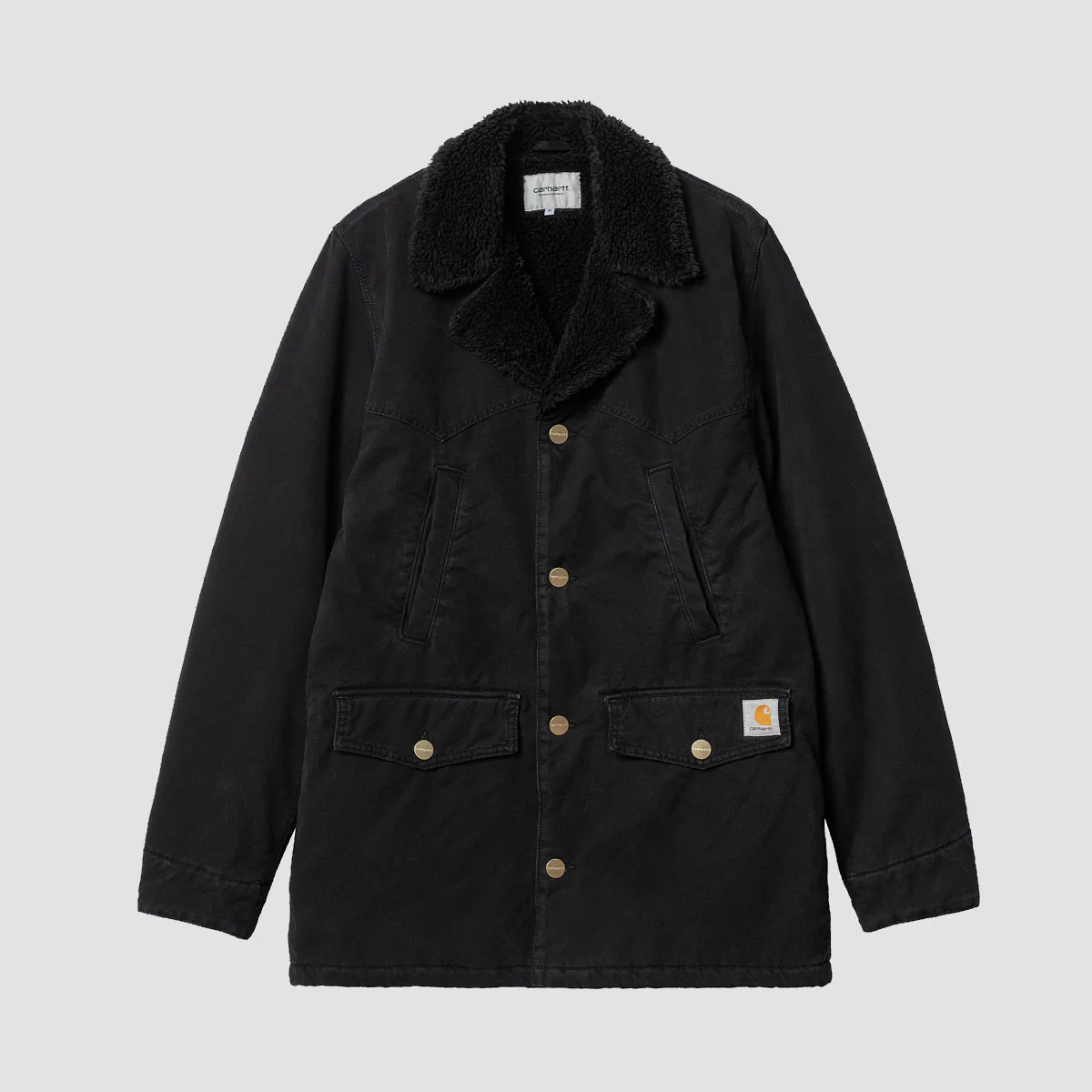 Carhartt WIP Newman Coat Black Heavy Stone Wash - Image 3