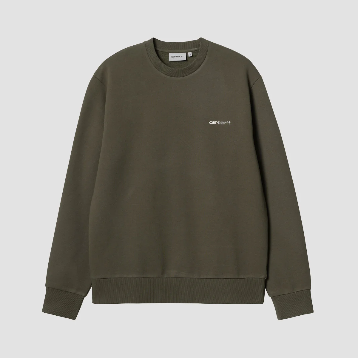 Carhartt WIP Script Embroidery Crew Sweatshirt Cypress/White - Image 2