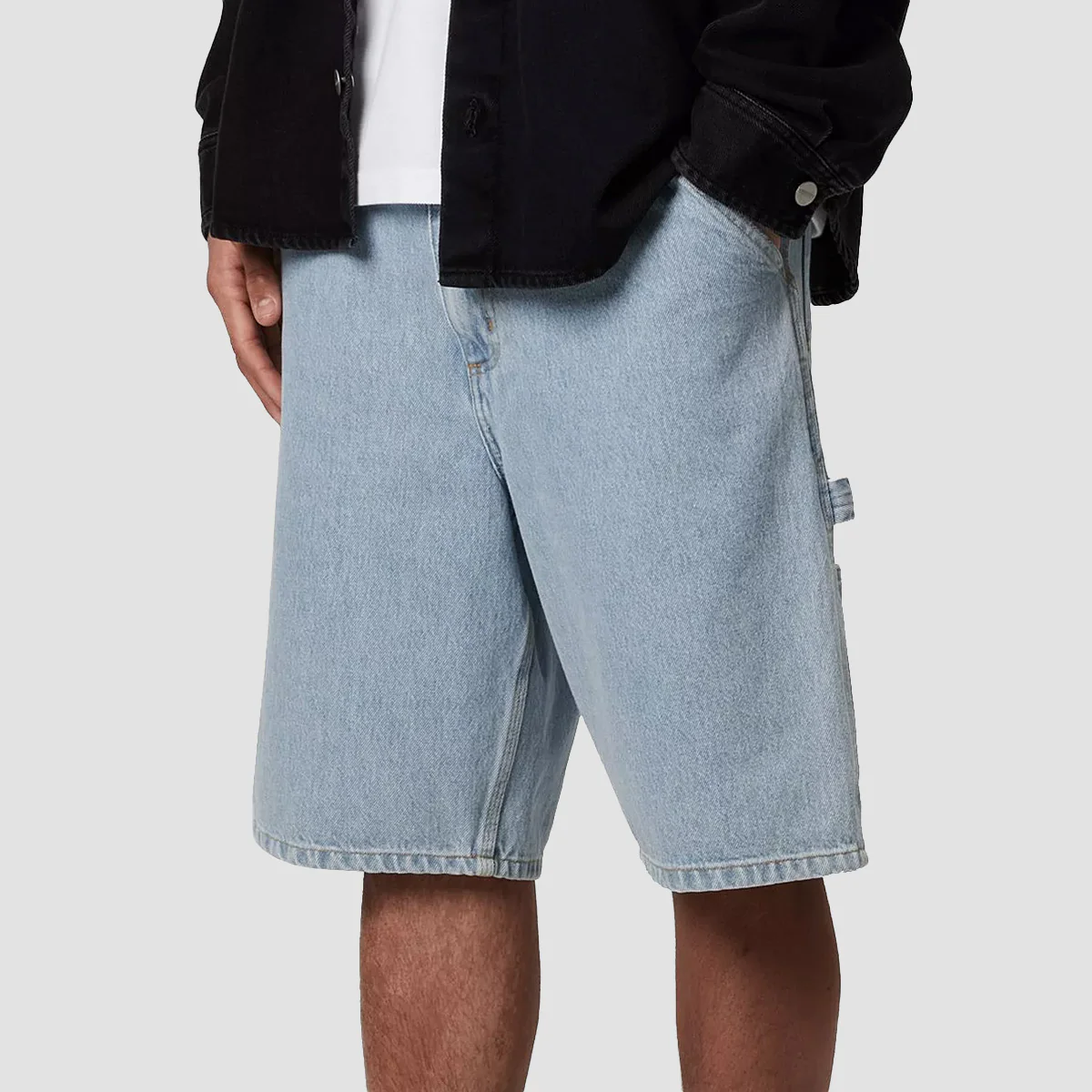 Carhartt WIP Single Knee Denim Shorts Blue Heavy Stone Bleached - Image 3