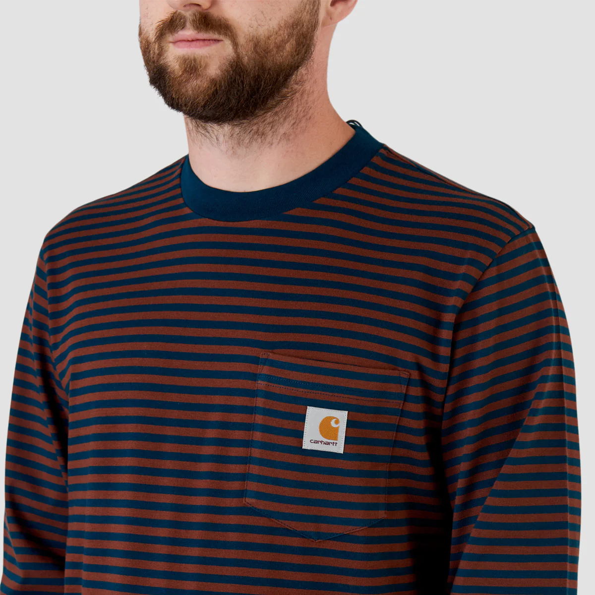 Carhartt WIP Verner Stripe Pocket Longsleeve T-Shirt Duck Blue/Offroad - Image 2